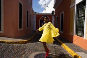 Yellow dressed woman