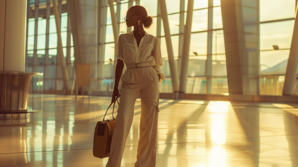 Cozy airport travel outfit with carry-on bag for women by Passport Envy™
